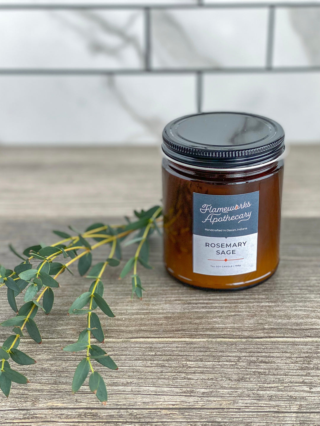 Rosemary Sage 7 oz Amber Jar Candle
