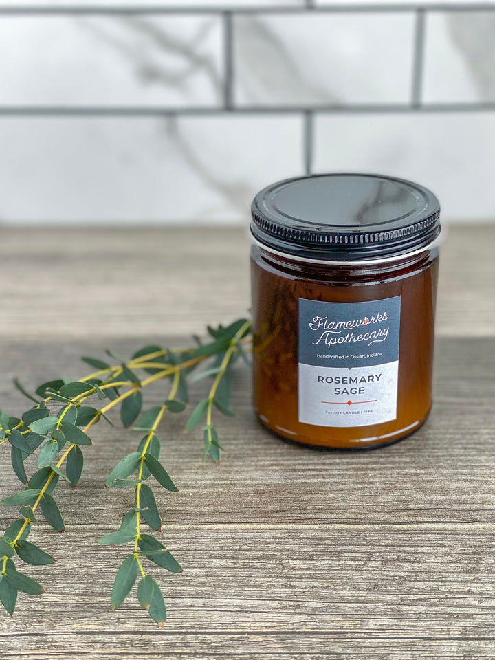 Rosemary Sage 7 oz Amber Jar Candle