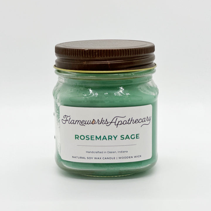 Rosemary Sage 8 oz Mason Jar Candle