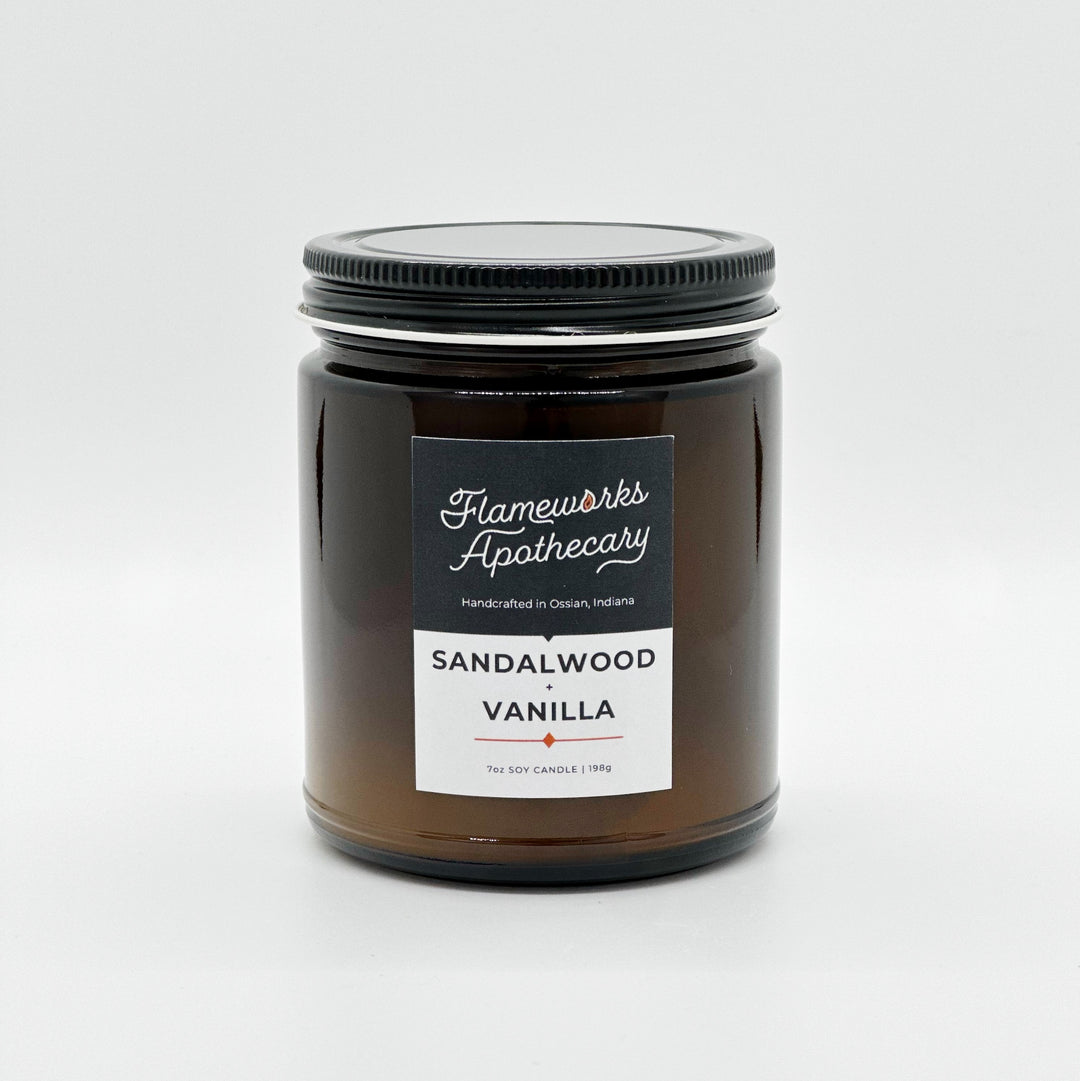 Sandalwood + Vanilla 7 oz Amber Jar Candle