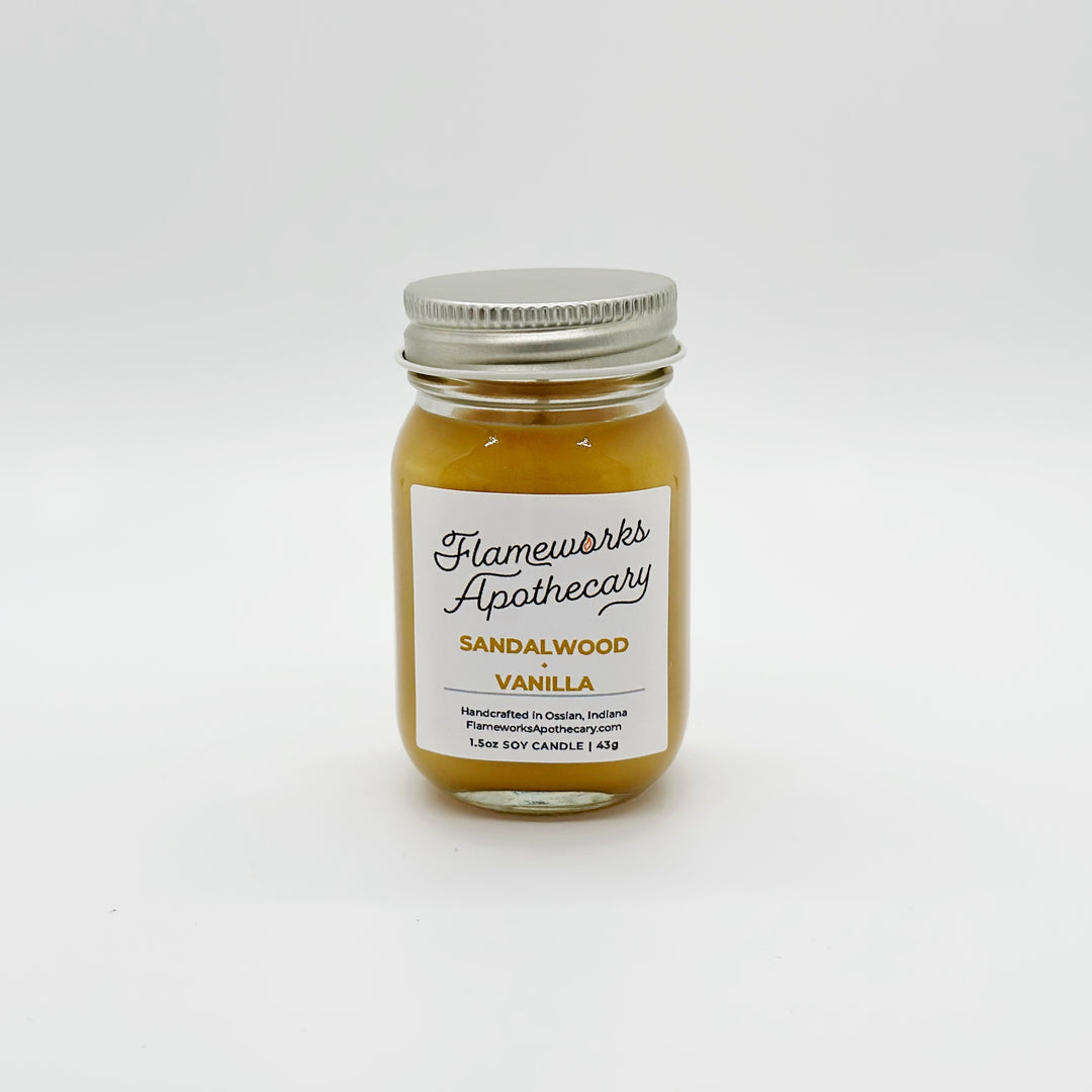 Sandalwood + Vanilla 1.5 oz Mini Mason Jar Candle