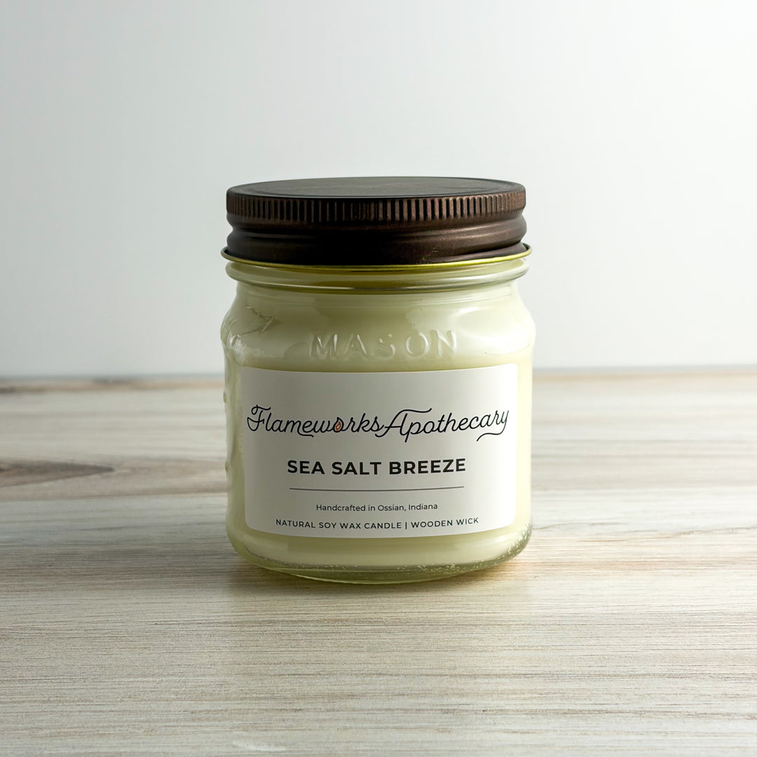 Sea Salt Breeze 8 oz Mason Jar Candle
