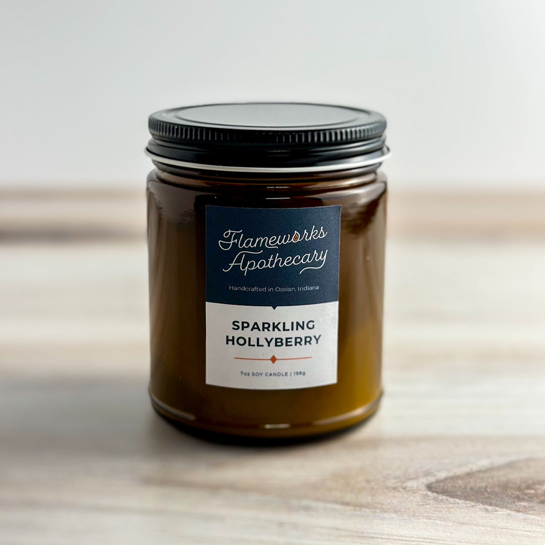 Sparkling Hollyberry 7 oz Amber Jar Candle