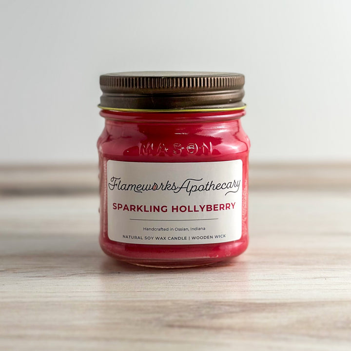 Sparkling Hollyberry 8 oz Mason Jar Candle