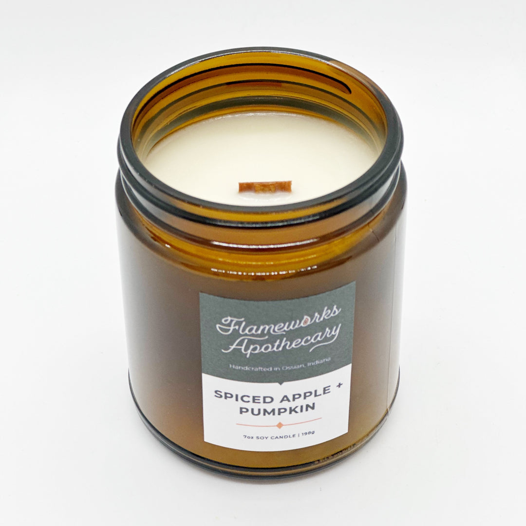 Spiced Apple + Pumpkin 7 oz Amber Jar Candle