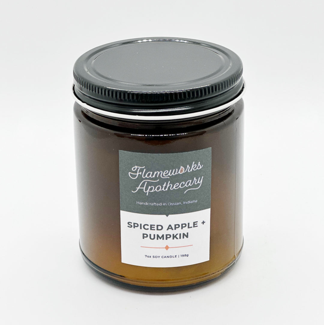 Spiced Apple + Pumpkin 7 oz Amber Jar Candle