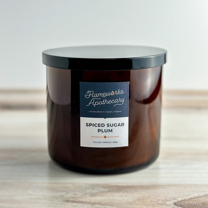 Spiced Sugar Plum 17 oz Double Wick Amber Jar Candle