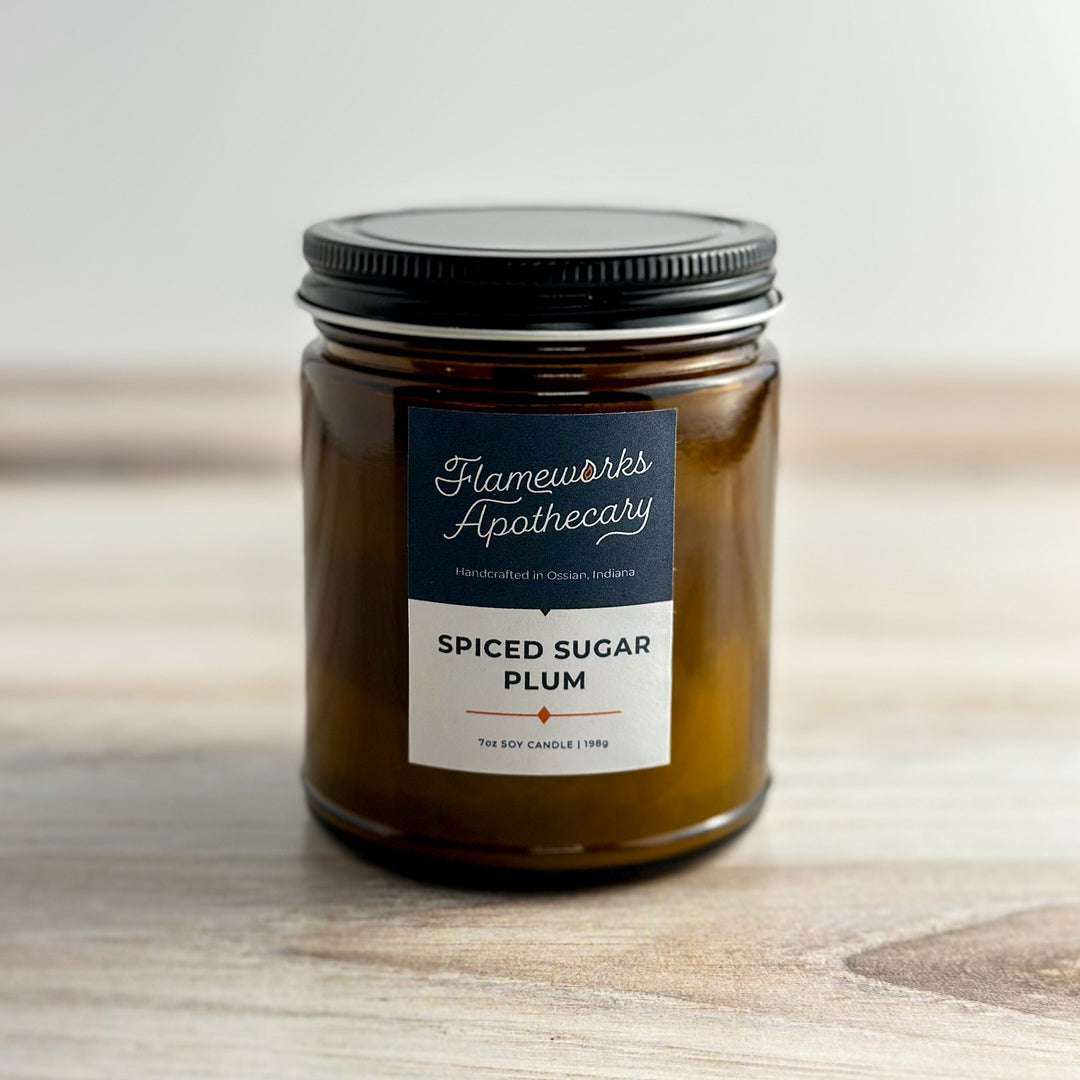 Spiced Sugar Plum 7 oz Amber Jar Candle