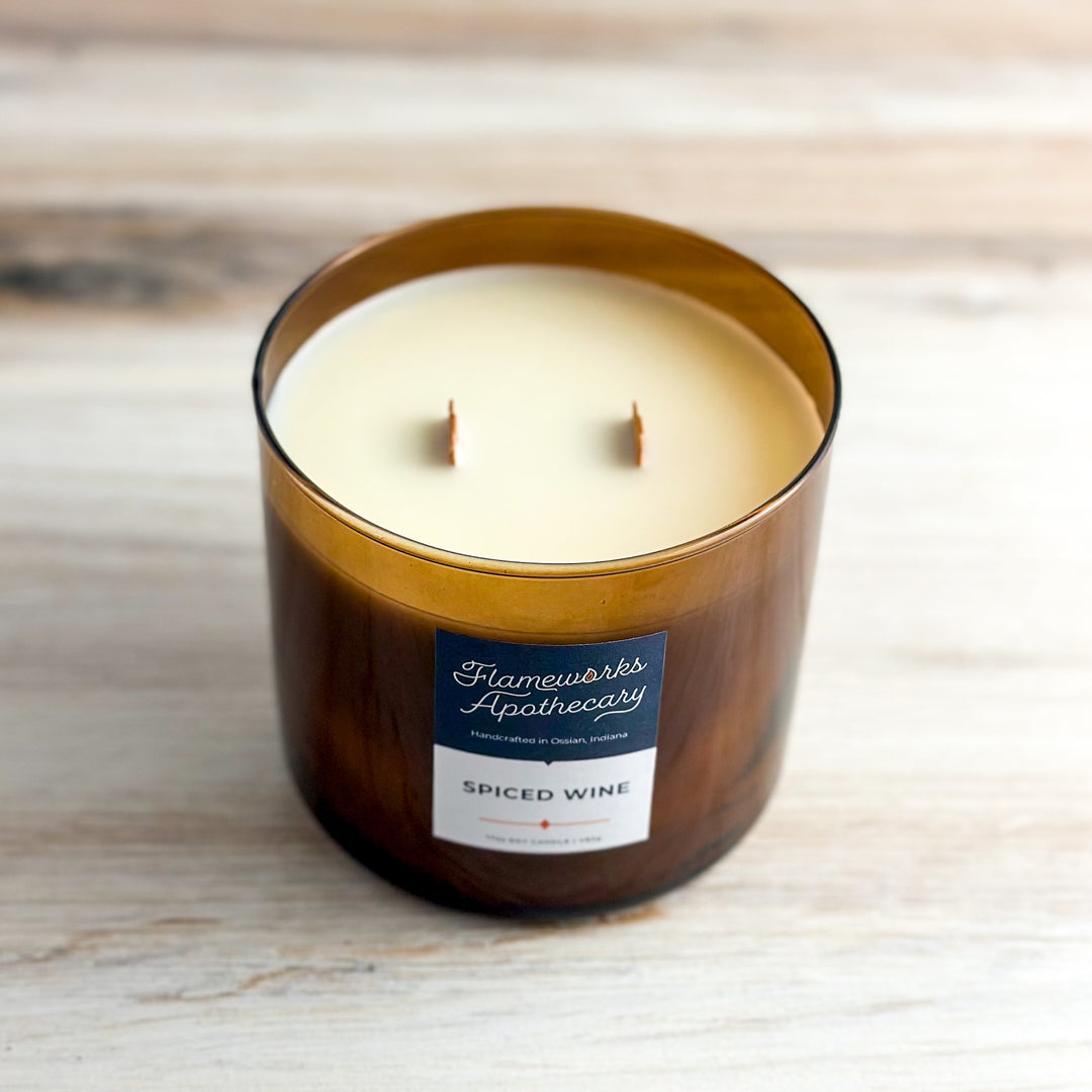 Spiced Wine 17 oz Double Wick Amber Jar Candle