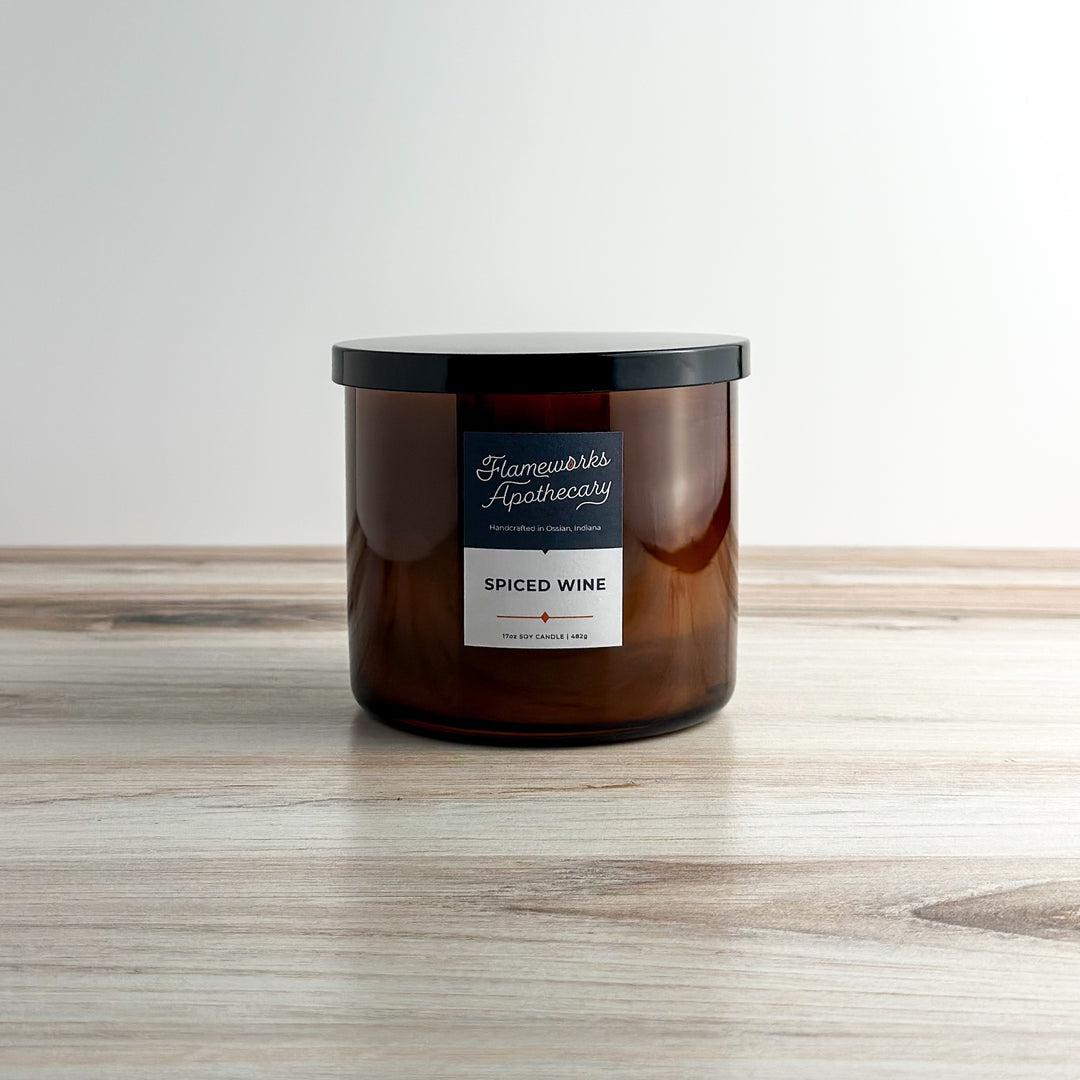 Spiced Wine 17 oz Double Wick Amber Jar Candle