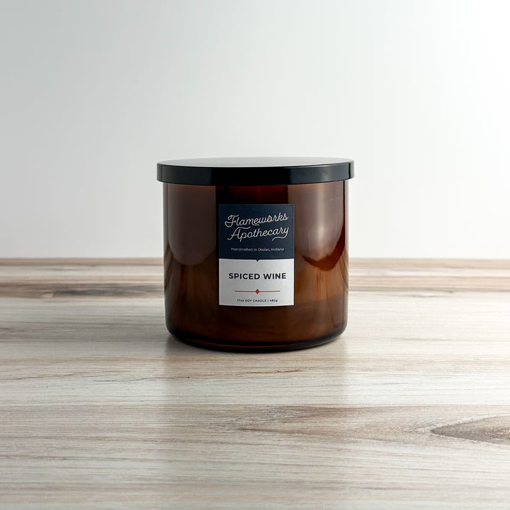 Spiced Wine 17 oz Double Wick Amber Jar Candle
