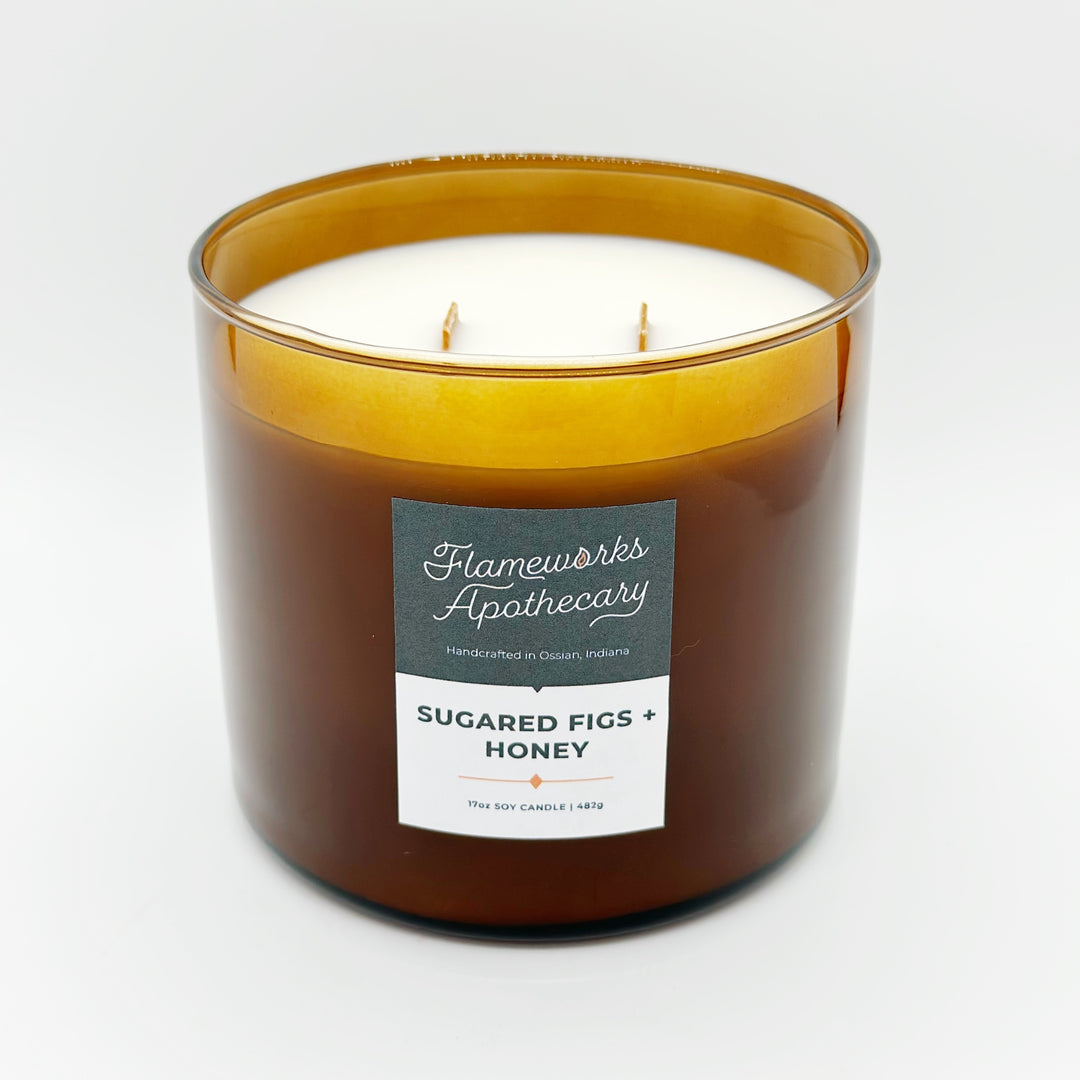 Sugared Figs + Honey 17 oz Double Wick Amber Jar Candle