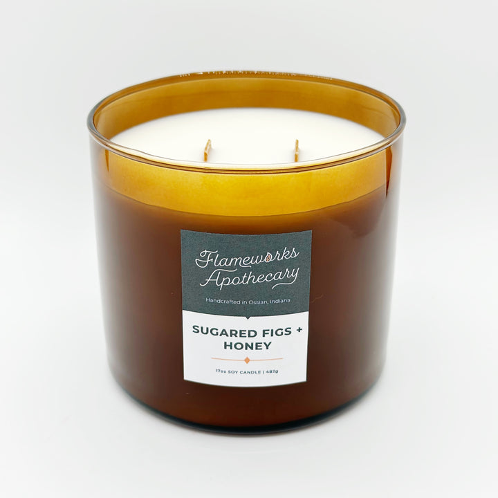 Sugared Figs + Honey 17 oz Double Wick Amber Jar Candle