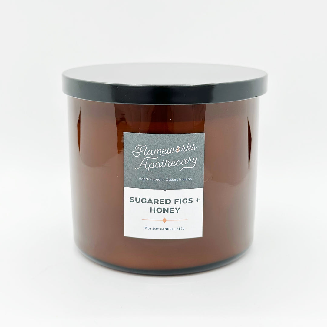 Sugared Figs + Honey 17 oz Double Wick Amber Jar Candle