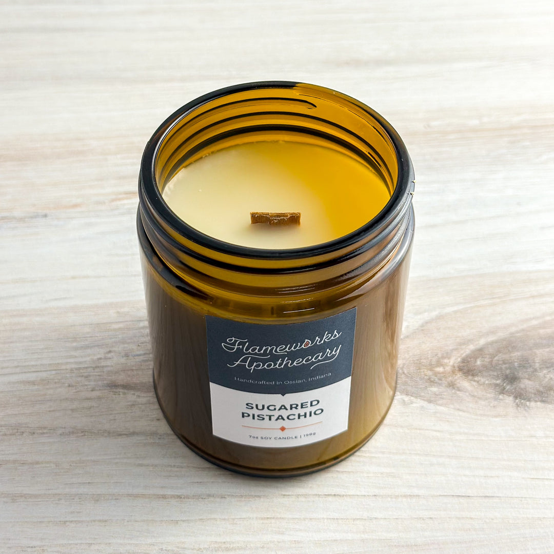 Sugared Pistachio 7 oz Amber Jar Candle