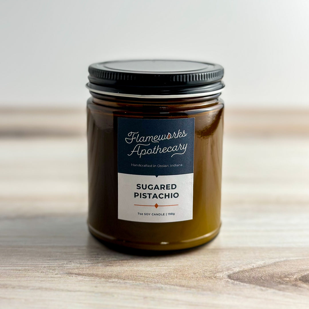 Sugared Pistachio 7 oz Amber Jar Candle