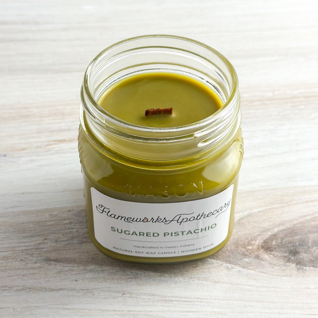 Sugared Pistachio 8 oz Mason Jar Candle