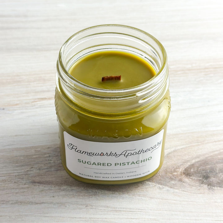 Sugared Pistachio 8 oz Mason Jar Candle