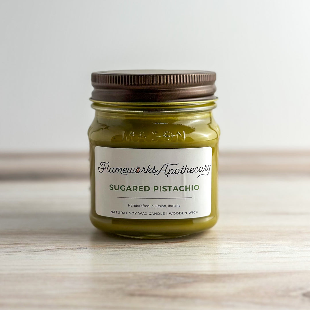 Sugared Pistachio 8 oz Mason Jar Candle