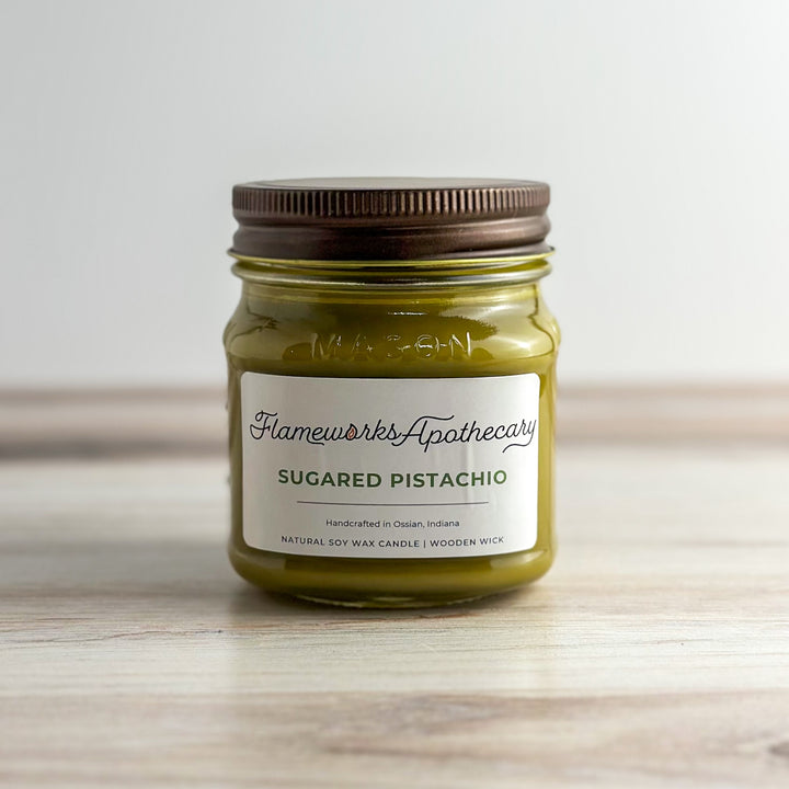 Sugared Pistachio 8 oz Mason Jar Candle