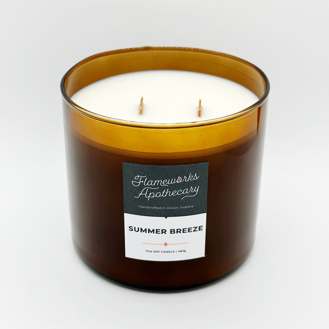 Summer Breeze 17 oz Double Wick Amber Jar Candle