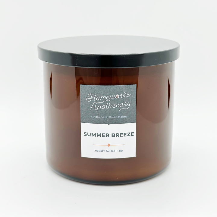 Summer Breeze 17 oz Double Wick Amber Jar Candle