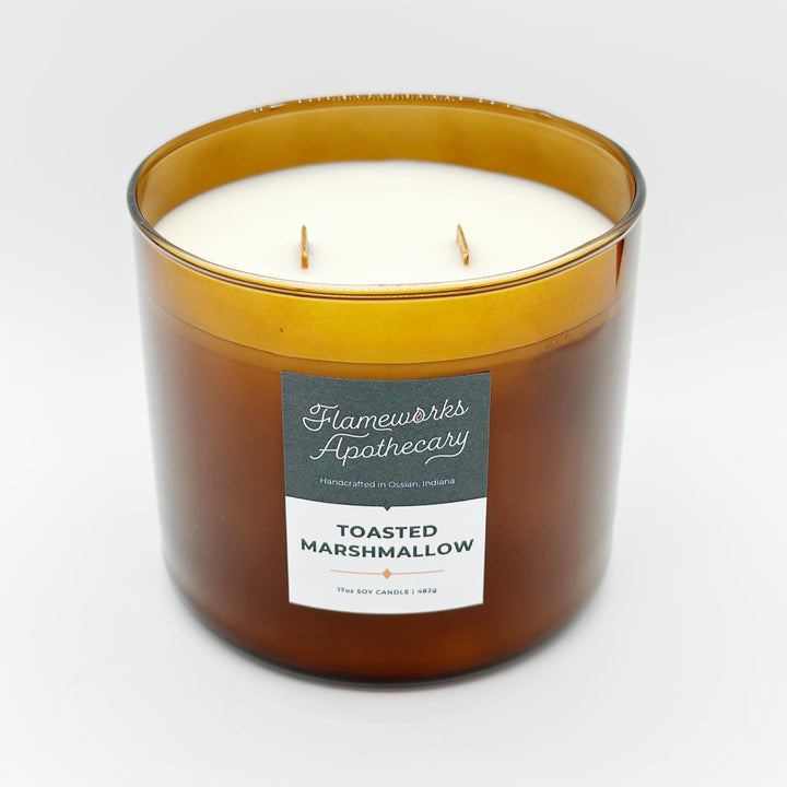 Toasted Marshmallow 17 oz Double Wick Amber Jar Candle
