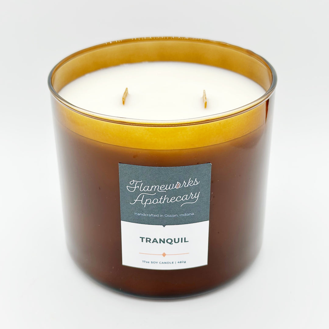 Tranquil 17 oz Double Wick Amber Jar Candle