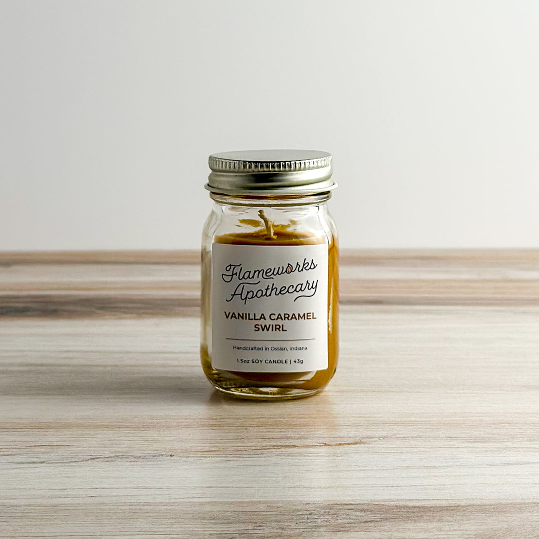 Vanilla Caramel Swirl 1.5 oz Mini Mason Jar Candle