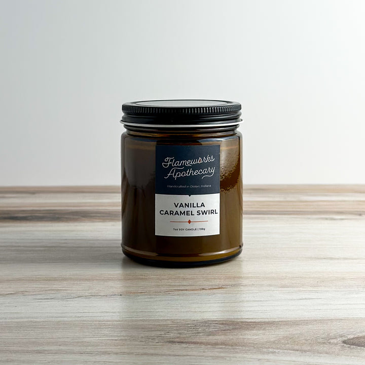 Vanilla Caramel Swirl 7 oz Amber Jar Candle