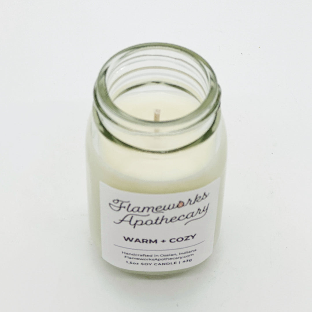 Warm + Cozy 1.5 oz Mini Mason Jar Candle