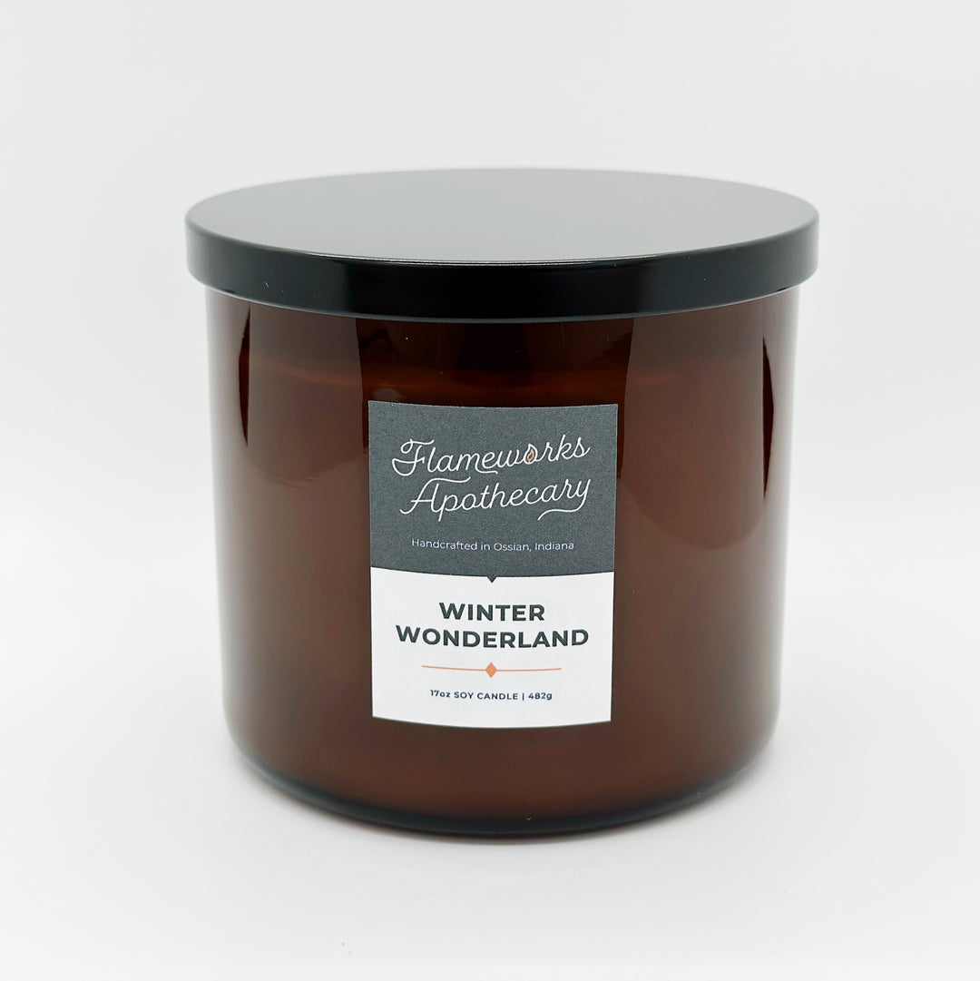 Winter Wonderland 17 oz Double Wick Amber Jar Candle