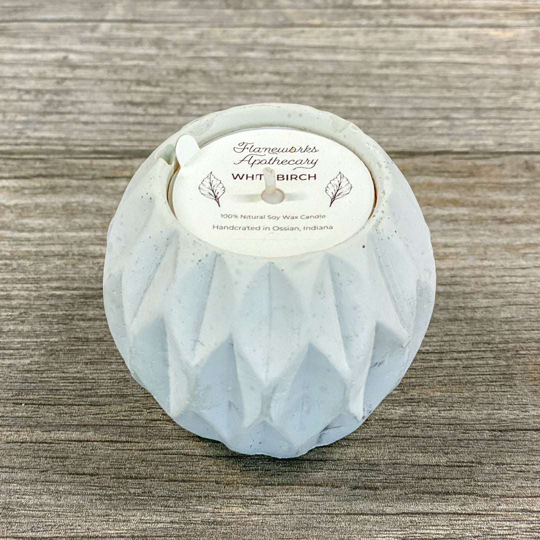 White Birch 1.5 oz Diamond Concrete Candle - Natural Concrete Color