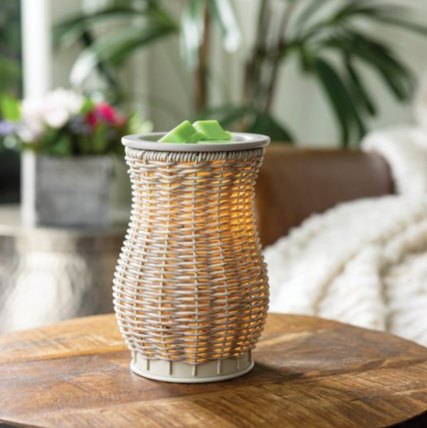 Gray Washed Wicker Wax Warmer