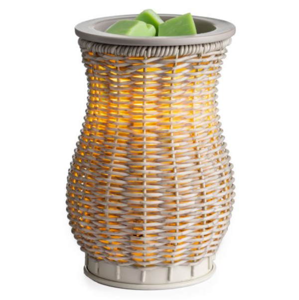 Gray Washed Wicker Wax Warmer